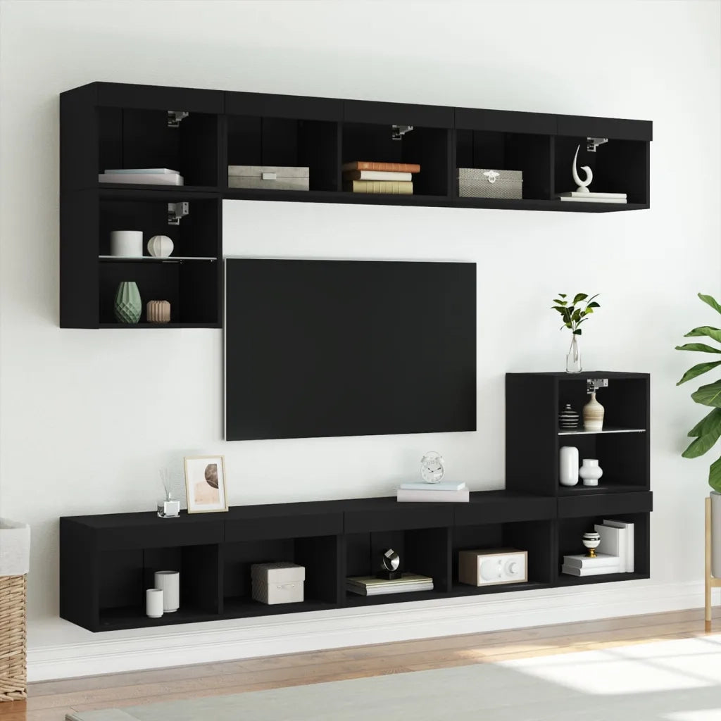 Mobile Porta TV con Luci LED Nero 80x30x30 cm 837143