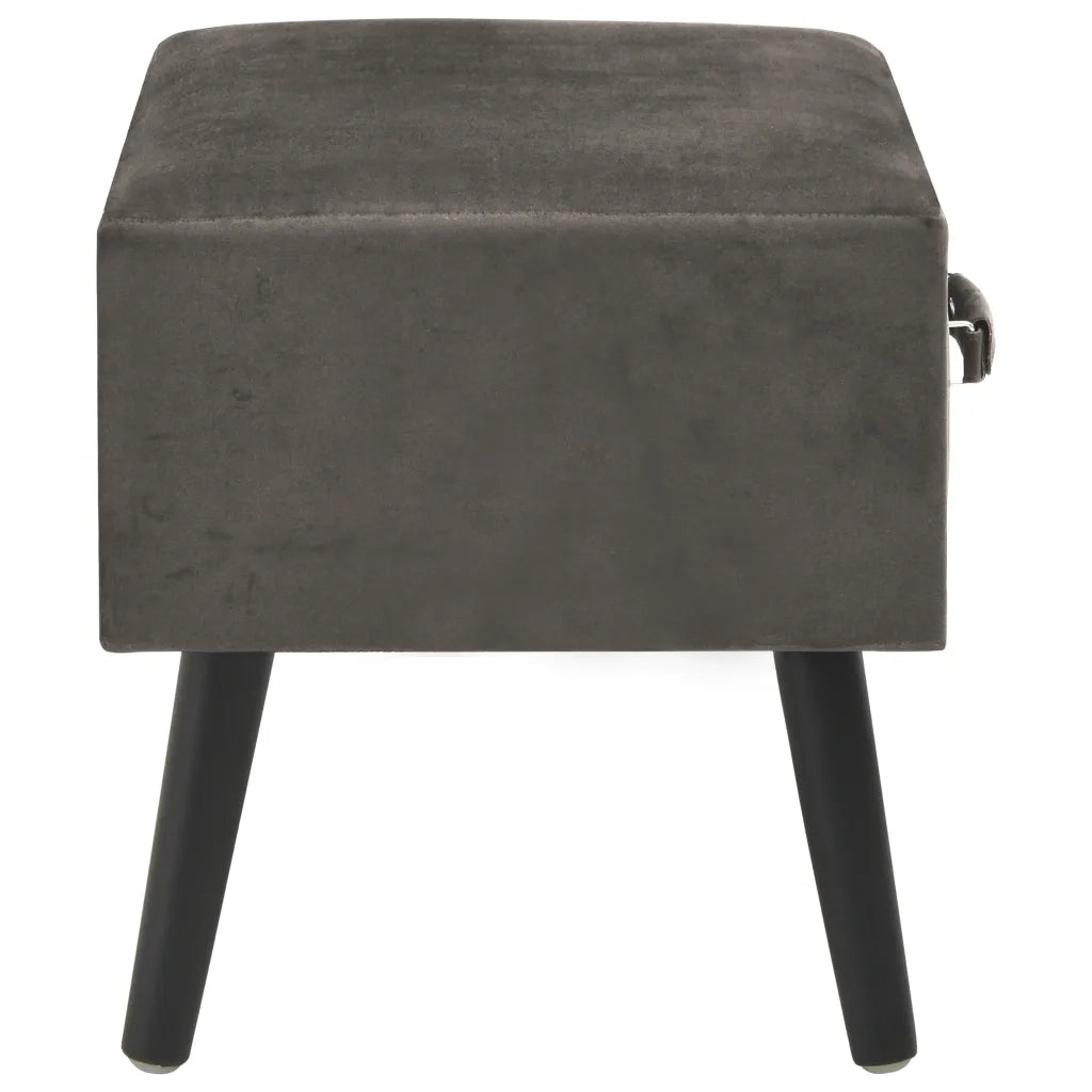 Comodino Grigio 40x35x40 cm in Velluto 247542