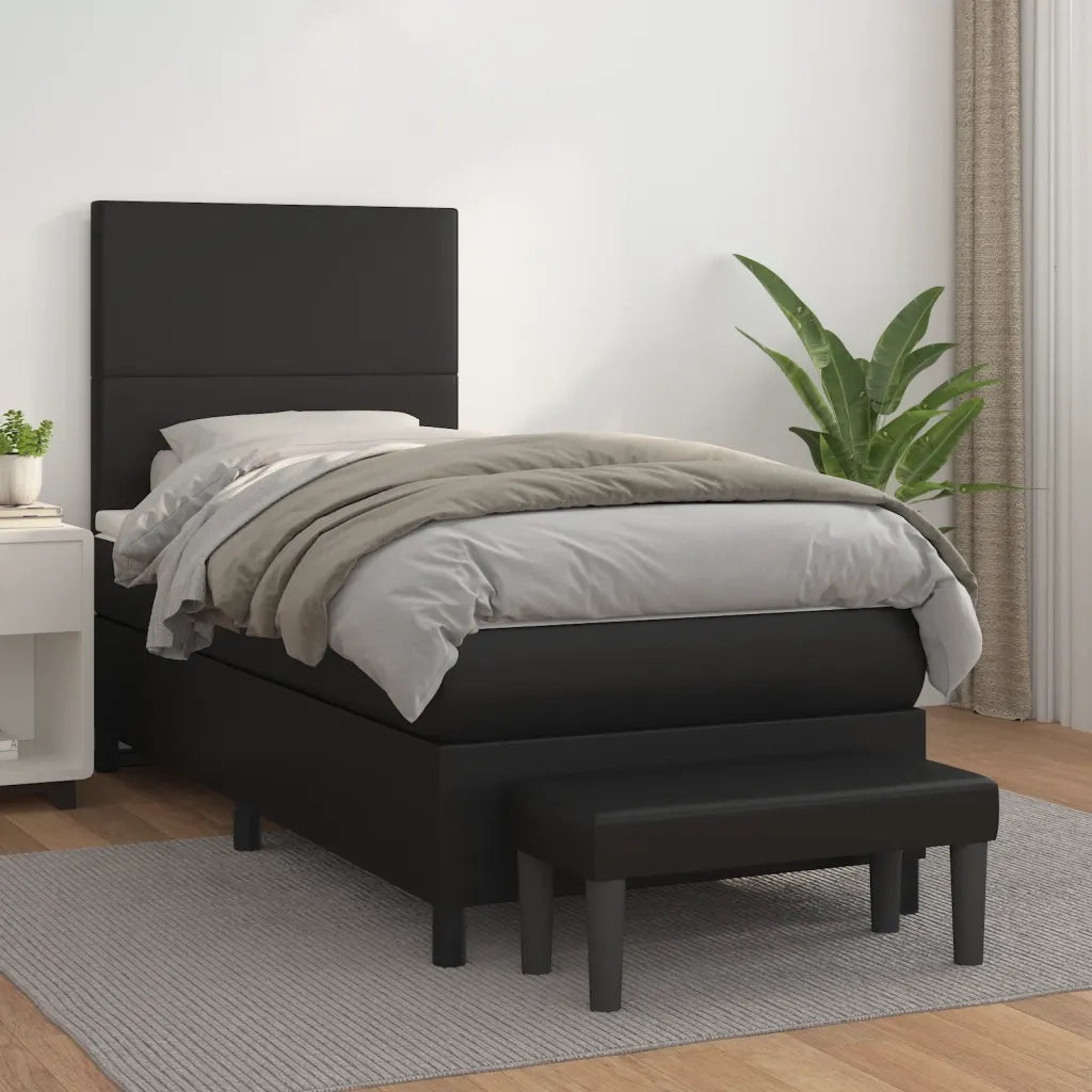 Giroletto a Molle con Materasso-Struttura Letto Nero 90x200 cm in Similpelle 841242