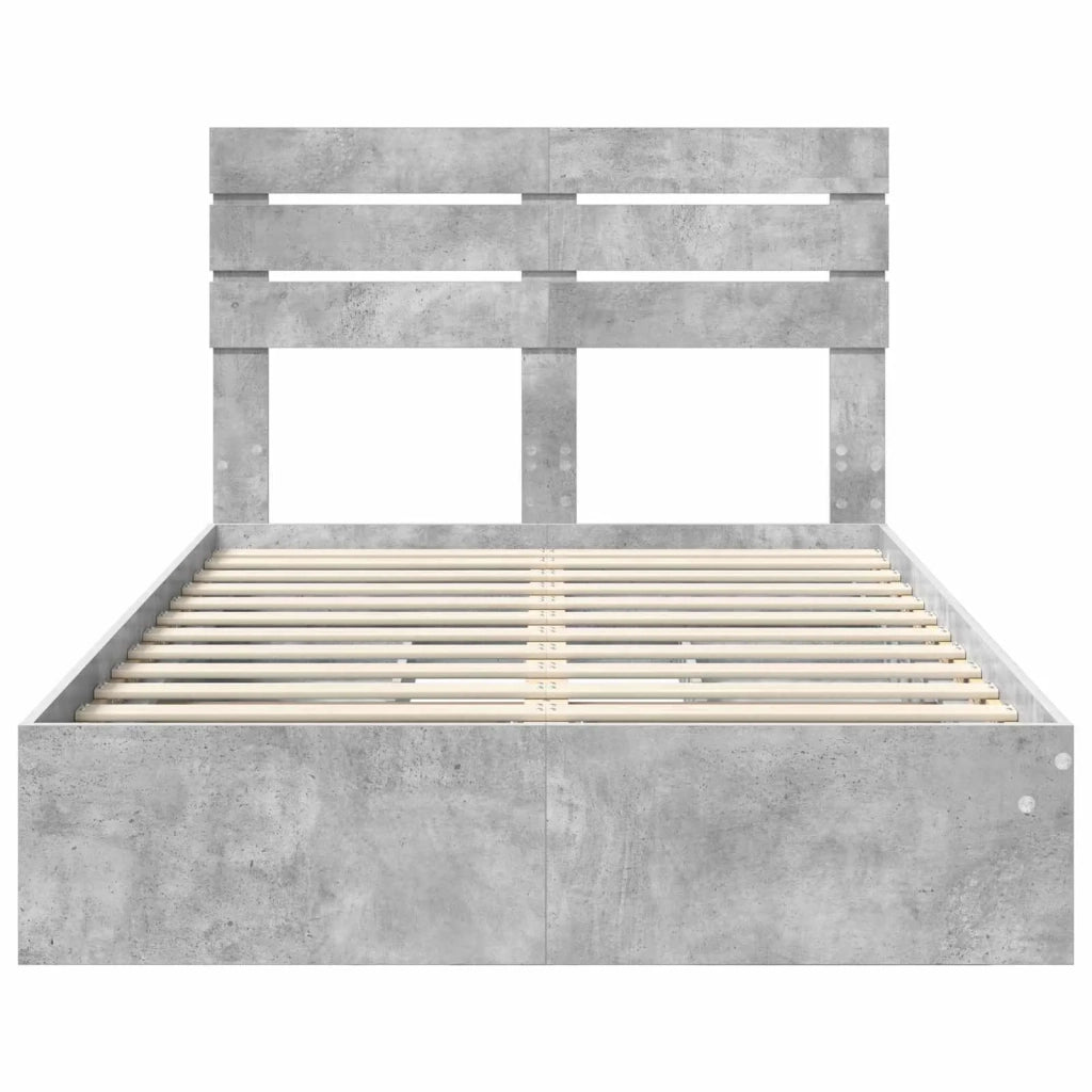Letto con Contenitore con testiera Grigio cemento 135 x 190 cm 3411576