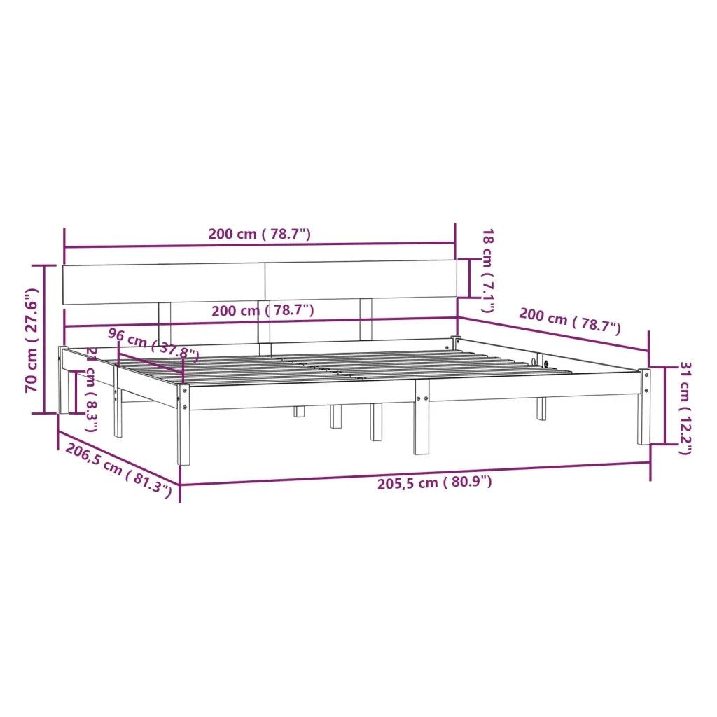 Giroletto Grigio in Legno Massello di Pino 200x200 cm 810169