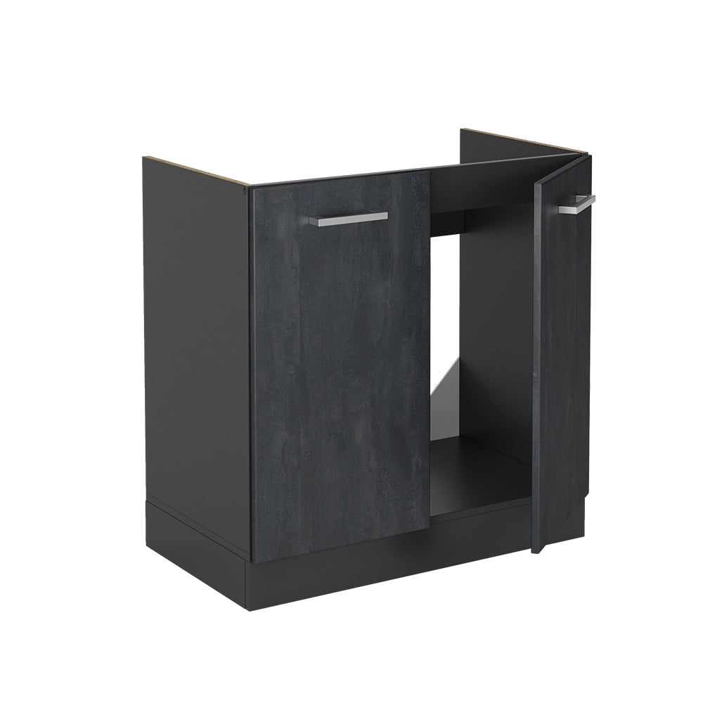 Mobile lavello cucina R-Line Calce nera/Antracite 80 cm senza piano di lavoro Vicco