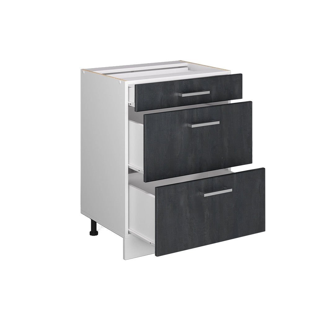 Vicco Mobiletto base per cucina Calcestruzzo nero 60 cm PL Marmo