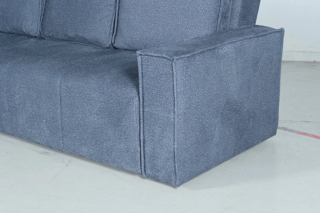Naturno, Divano Letto 3 Posti Contenitore, 231x99 cm blu
