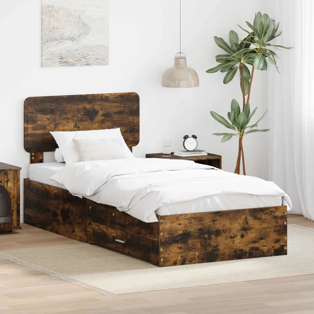 Struttura del letto Rovere fumé 100 x 200 cm Legno multistrato