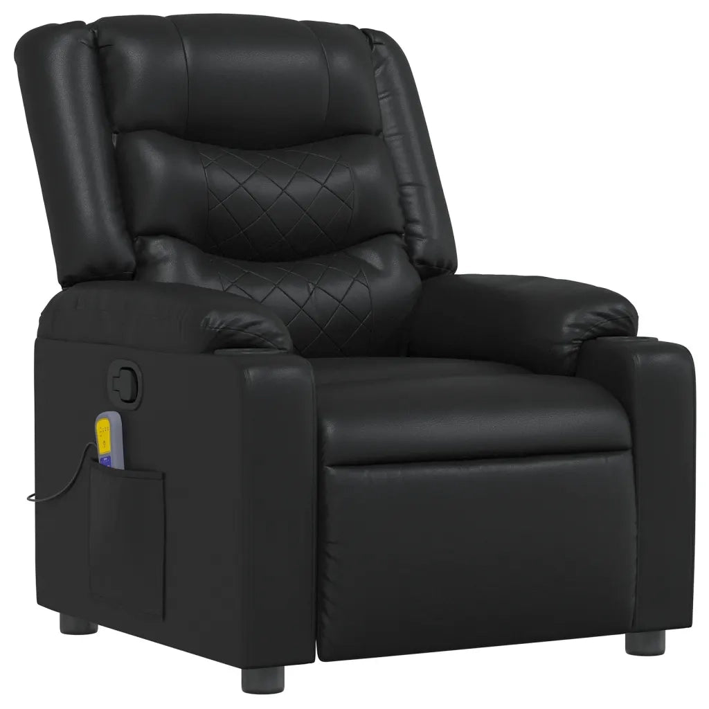 Poltrona Massaggiante | Sedia Relax Reclinabile Nera in Similpelle