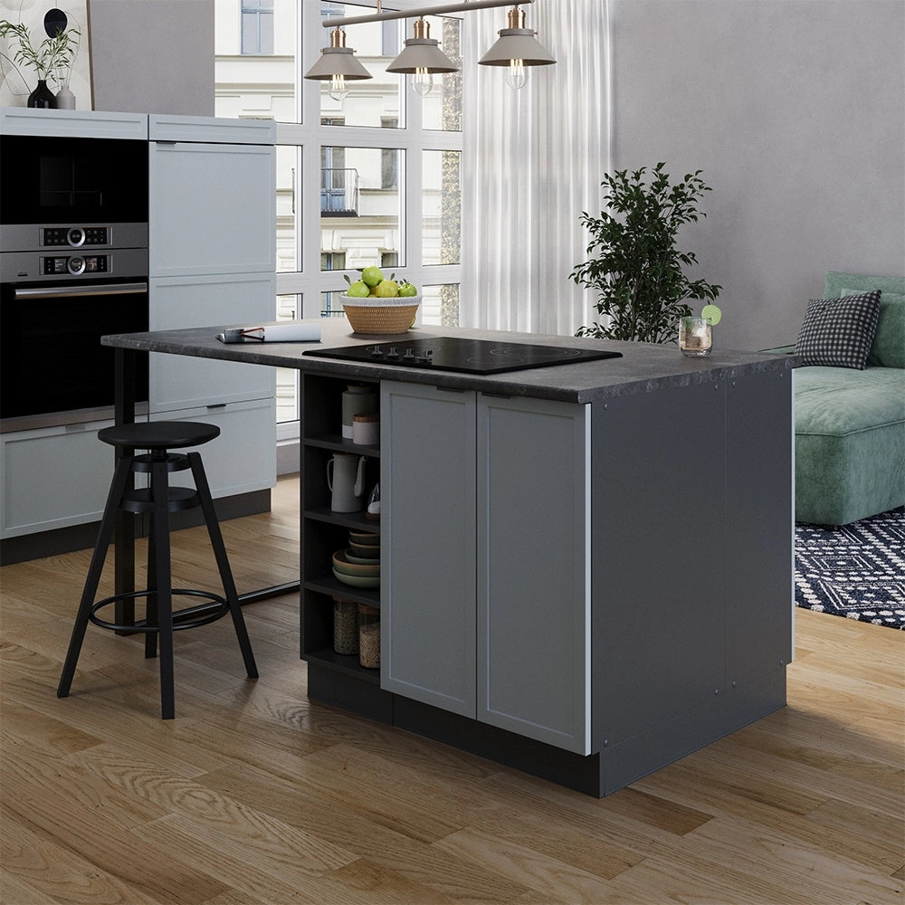 Isola cucina Fame-Line Blu-grigio chiaro/Antracite 90 cm senza piano di lavoro Vicco