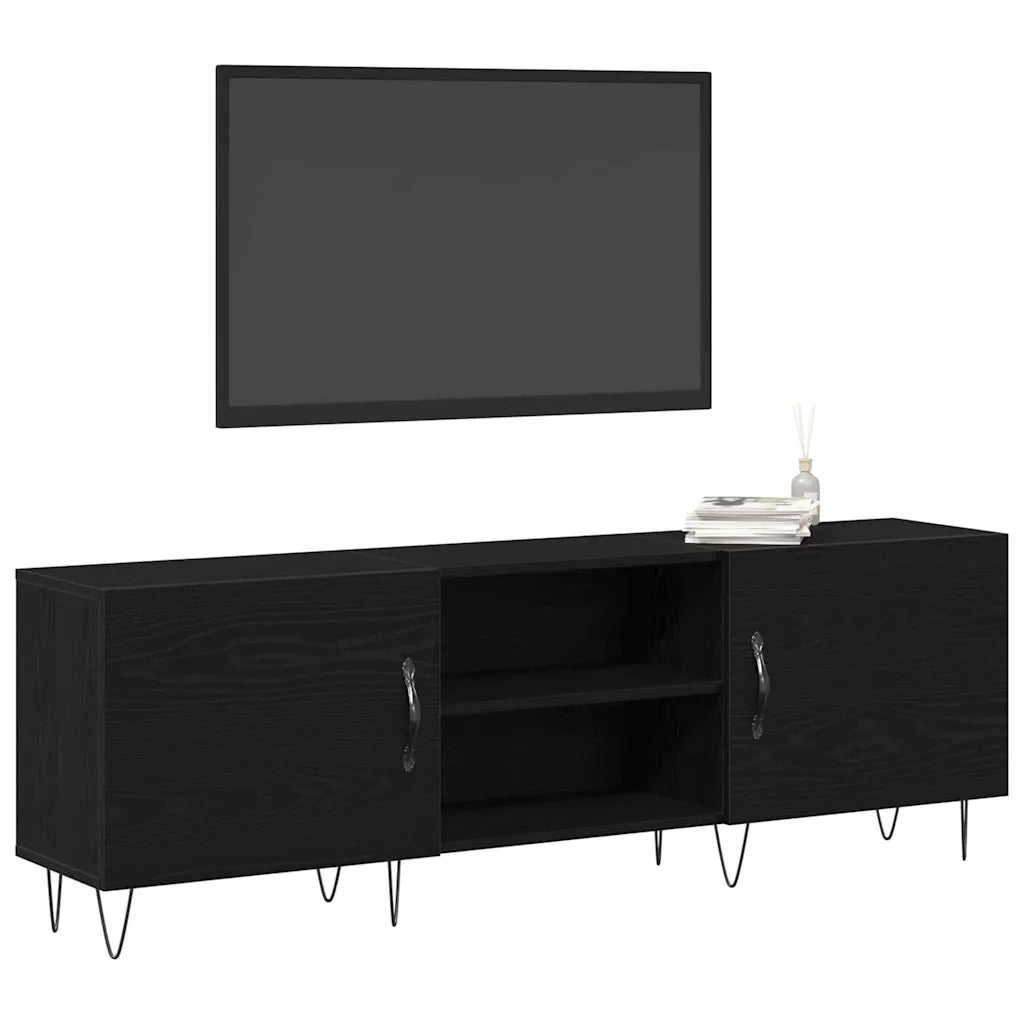 Set mobile TV-Credenza per TV Rovere Nero 150 x 30 x 50 cm Legno multistrato 986587