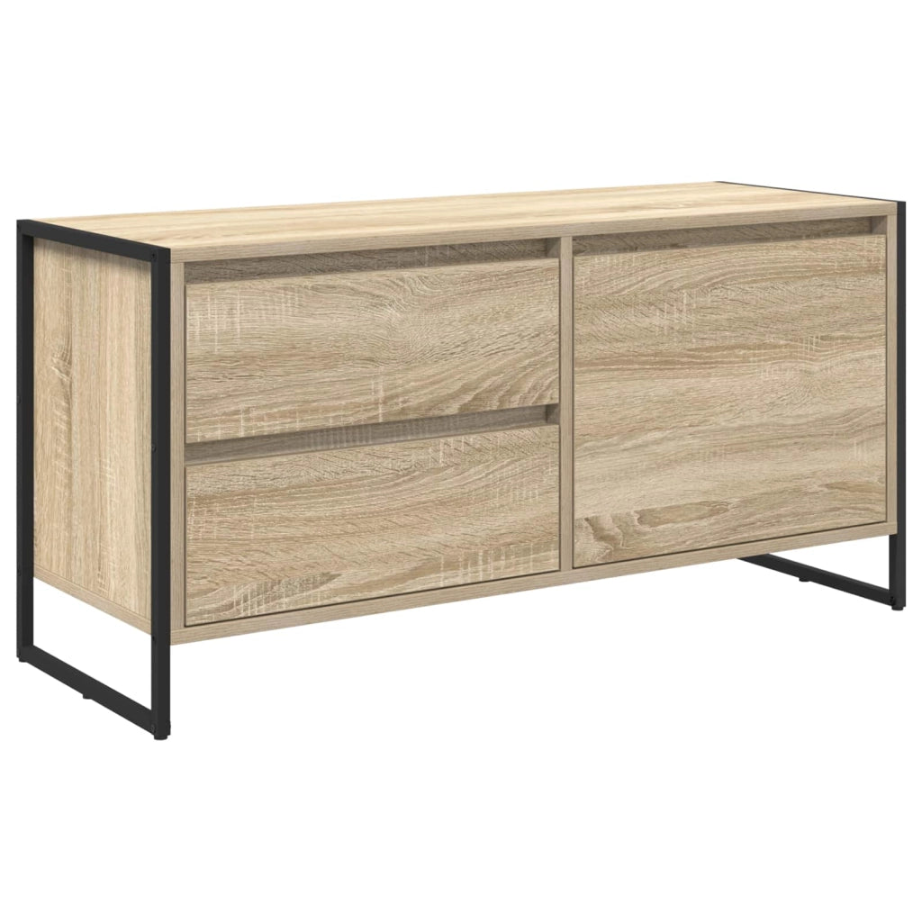 Mobile TV industriale con vani a giorno 100 x 36 x 49 cm realizzato in legno ingegnerizzato Sonoma 02_0054566