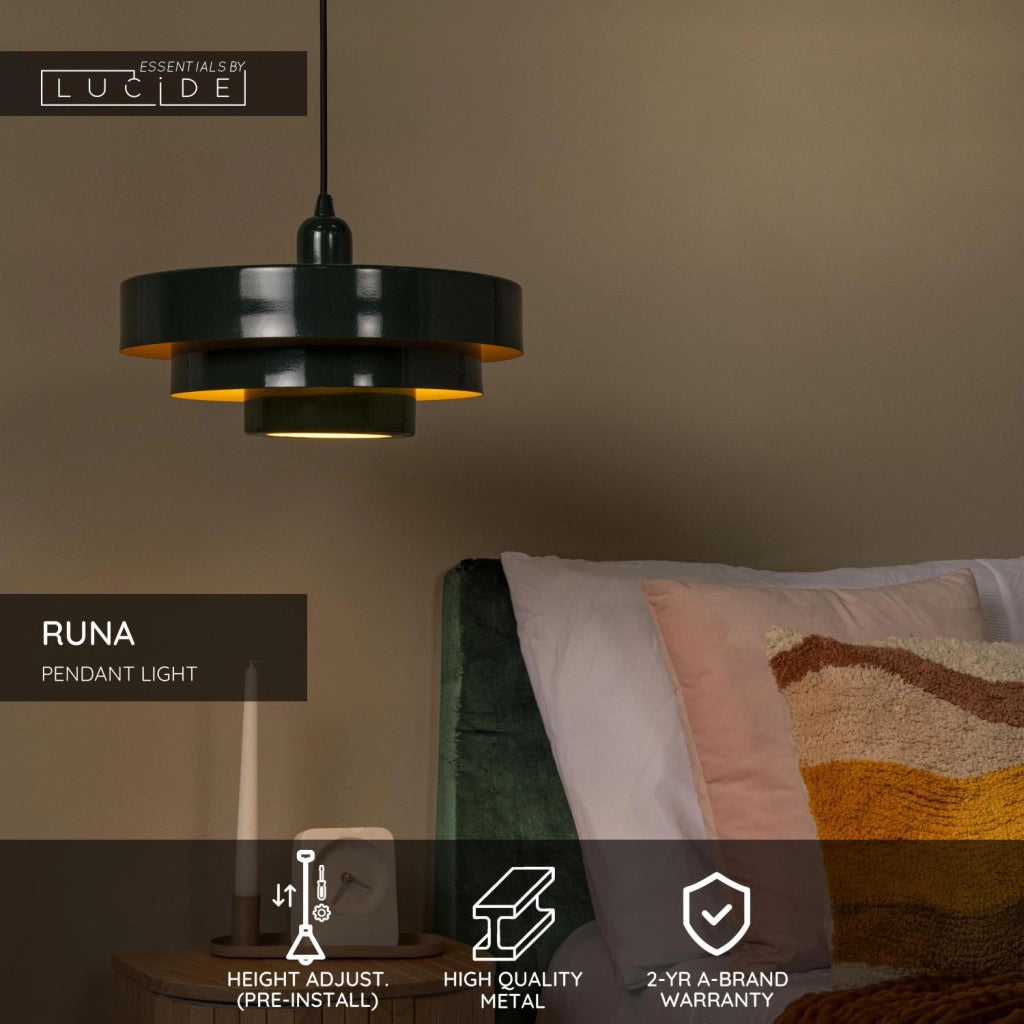 Lampada sospesa retrò RUNA verde 3 strati 1xE27 Lucide
