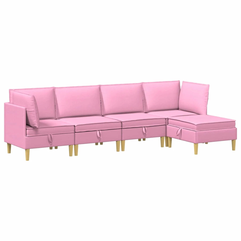 Set di mobili per il soggiorno con cuscino 5 pcs Rosa Tessuto 3413726