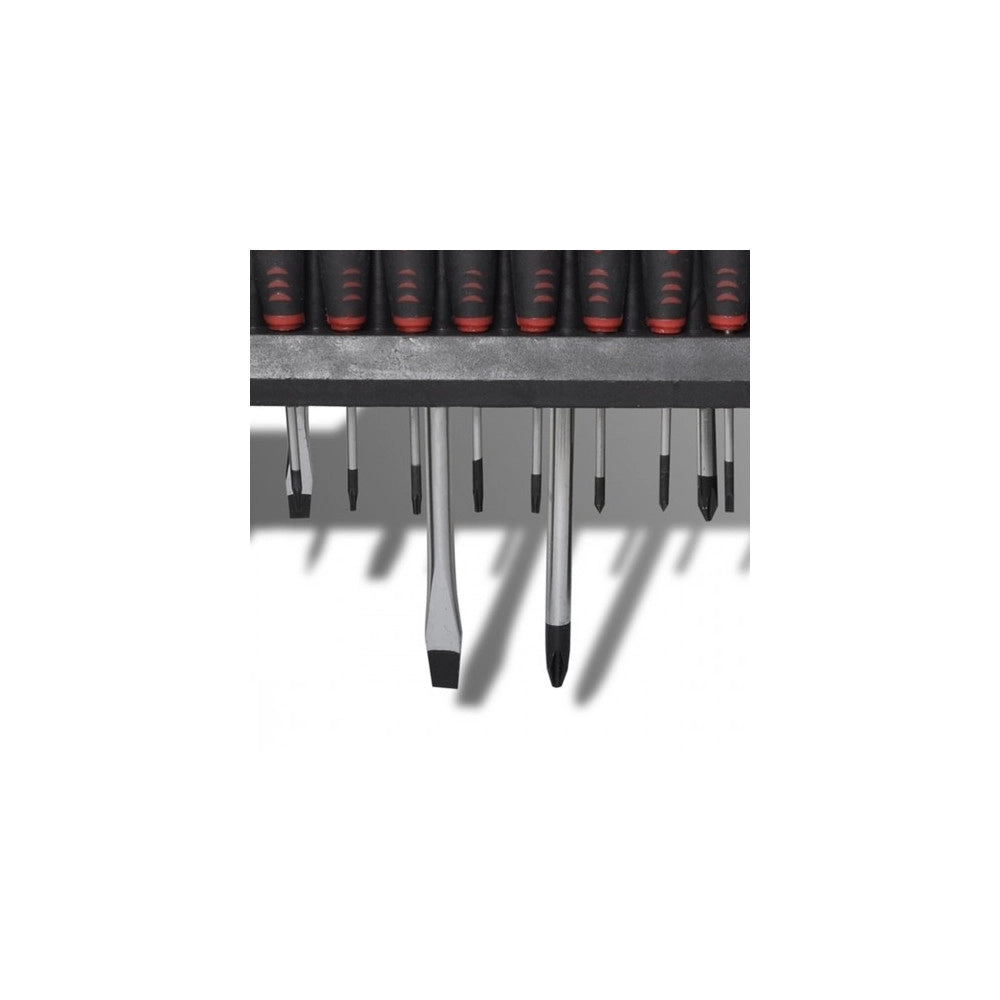 Trade Shop - Kit Set 18 Cacciaviti Cacciavite Con Supporto A Parete Fissi Croce Crv Sdy120006 -