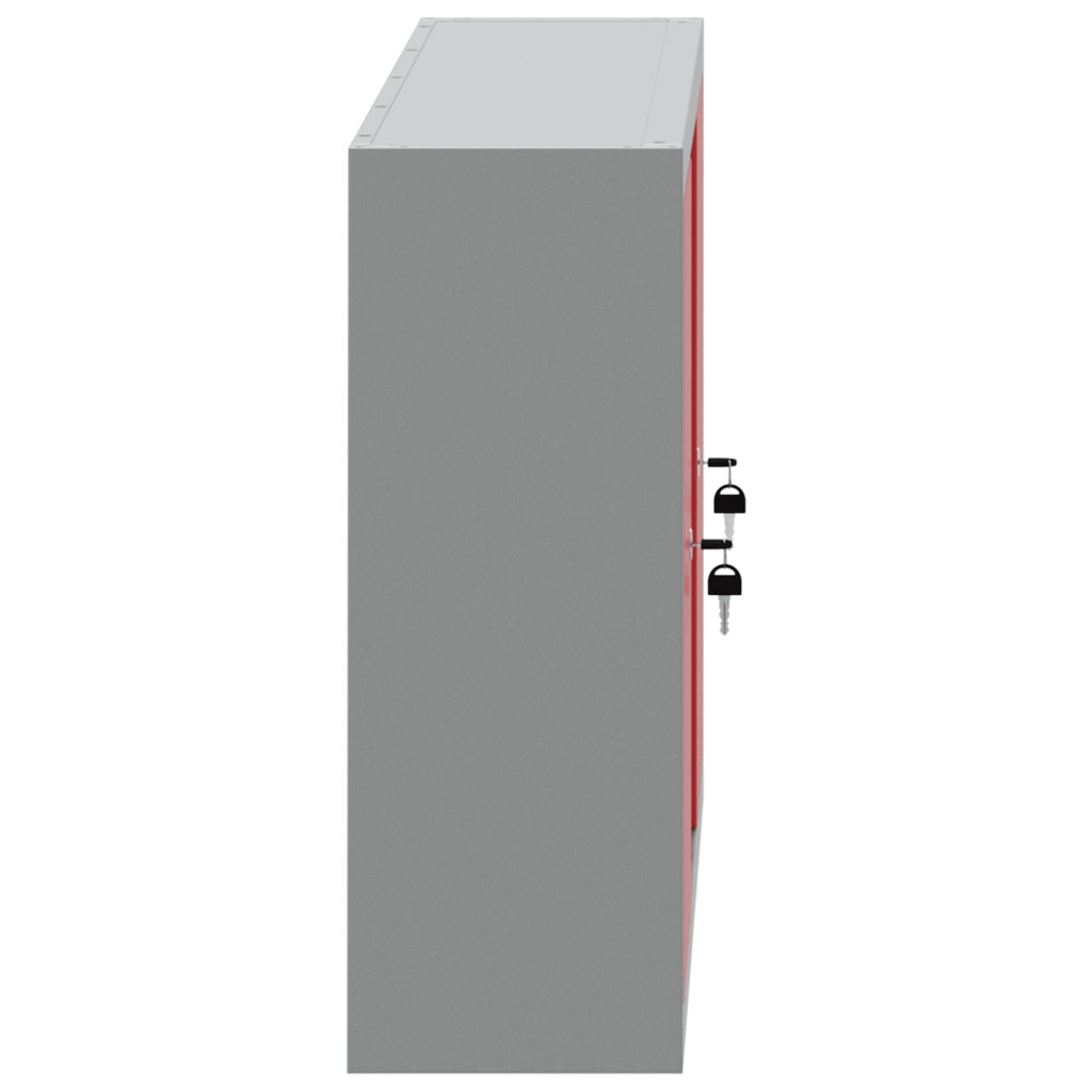 Armadio da Utensili a Muro con Pannello Perforato Rosso 100x20x55 cm in Acciaio