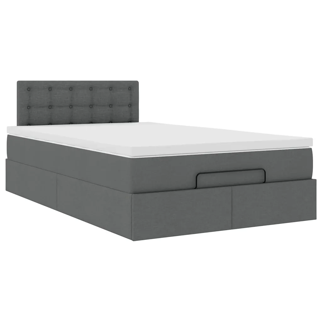 Pouf Letto con Materasso Grigio Scuro 120x200 cm in Tessuto 3311616