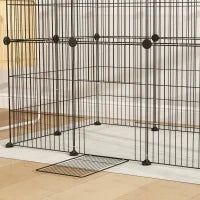 Gabbia per Animali Piccoli Modulare con Porta e Pannelli in Acciaio, 120x60x80 cm, Nero