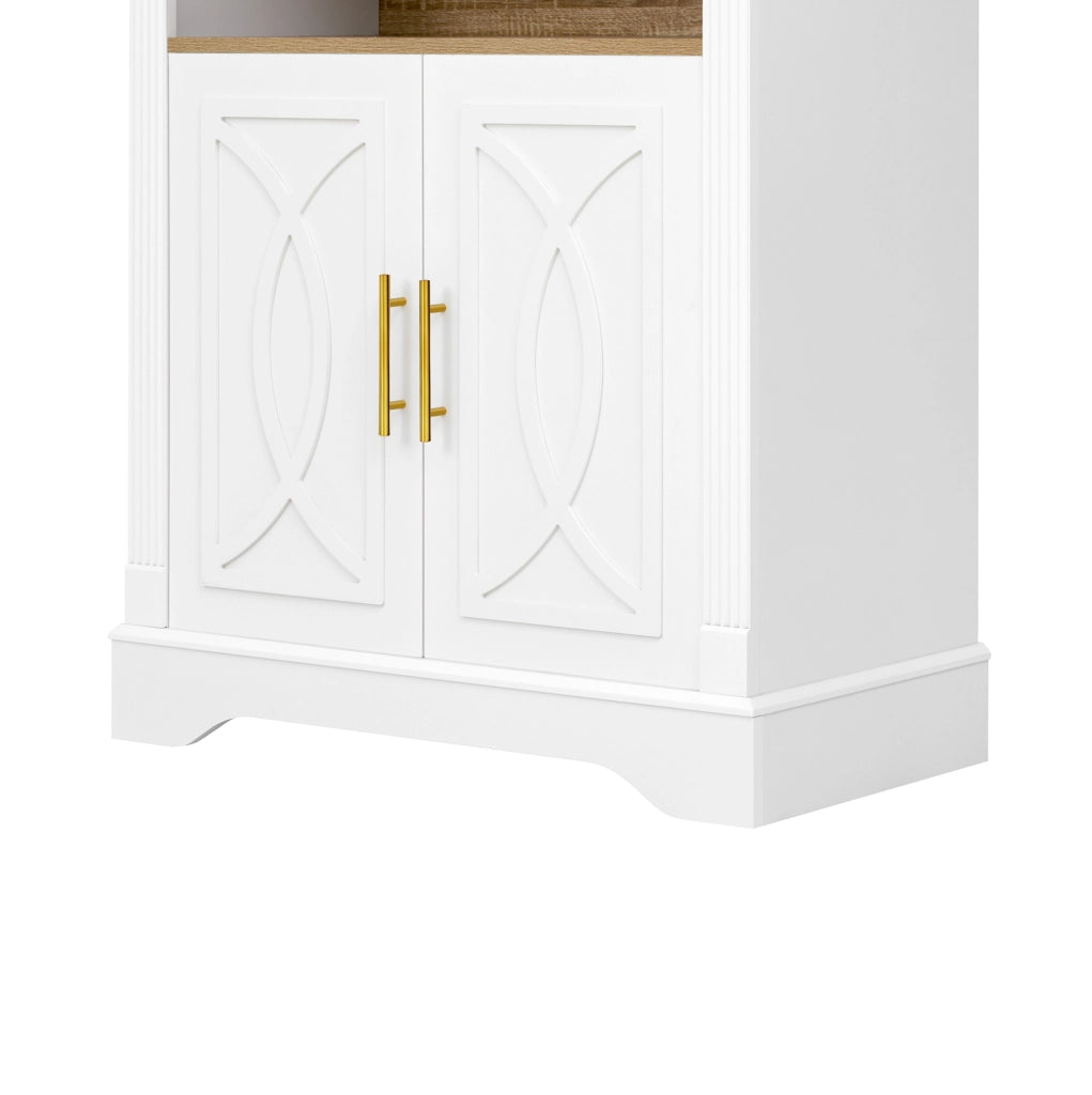 Credenza alta 76,2x40,1x180 cm in MDF bianco con LED, mobile cucina –