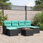 Set Divani da Giardino 7 pz con Cuscini Nero in Polyrattan 3226225