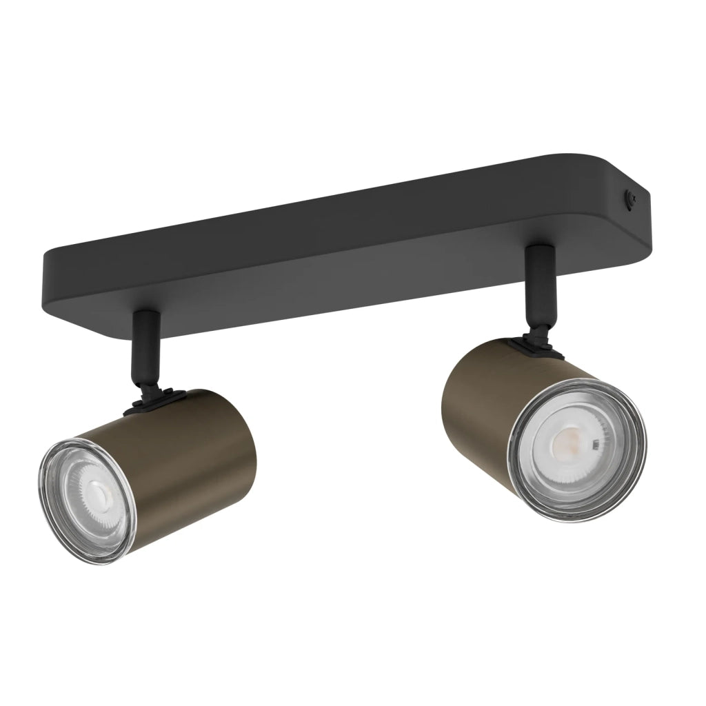 Spot Moderno Consuma 1 Acciaio Nero 2 Luci Gu10 Ip44