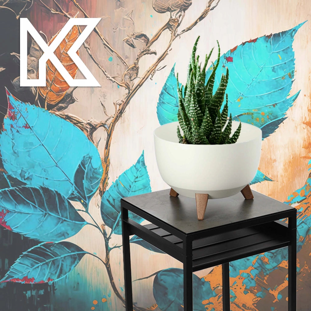 Vaso da fiori KADAX, fioriera, coperchio, gambe, inserto, supporto per fiori, 33 cm, bianco, ciotola rotonda