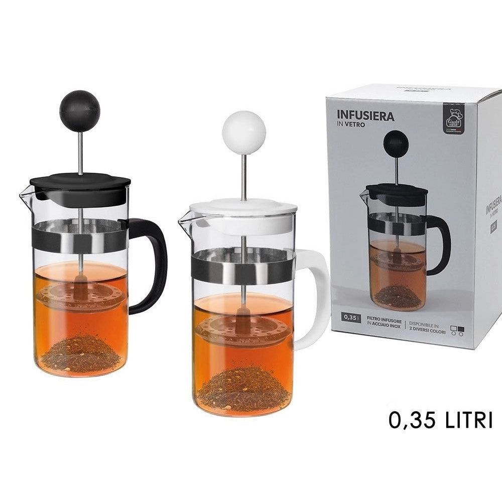 Trade Shop - Tisaniera Infusiera In Vetro Capacità 350ml Filtro Infusore In Acciaio Inox 2 Colori -