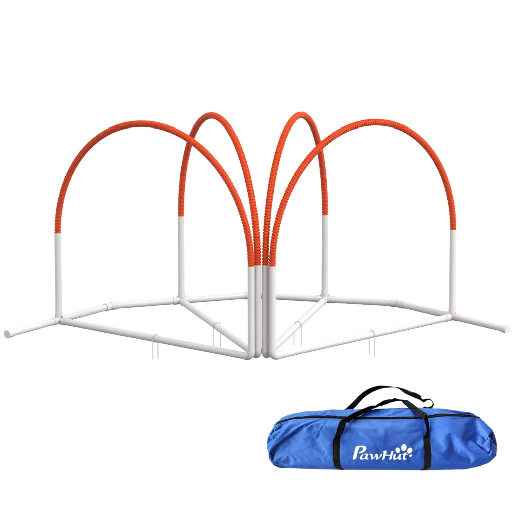 Set Agility Dog 4 Pezzi con Picchetti ¨C zephmum ¨C Bianco e Arancione, 89x69x99 cm