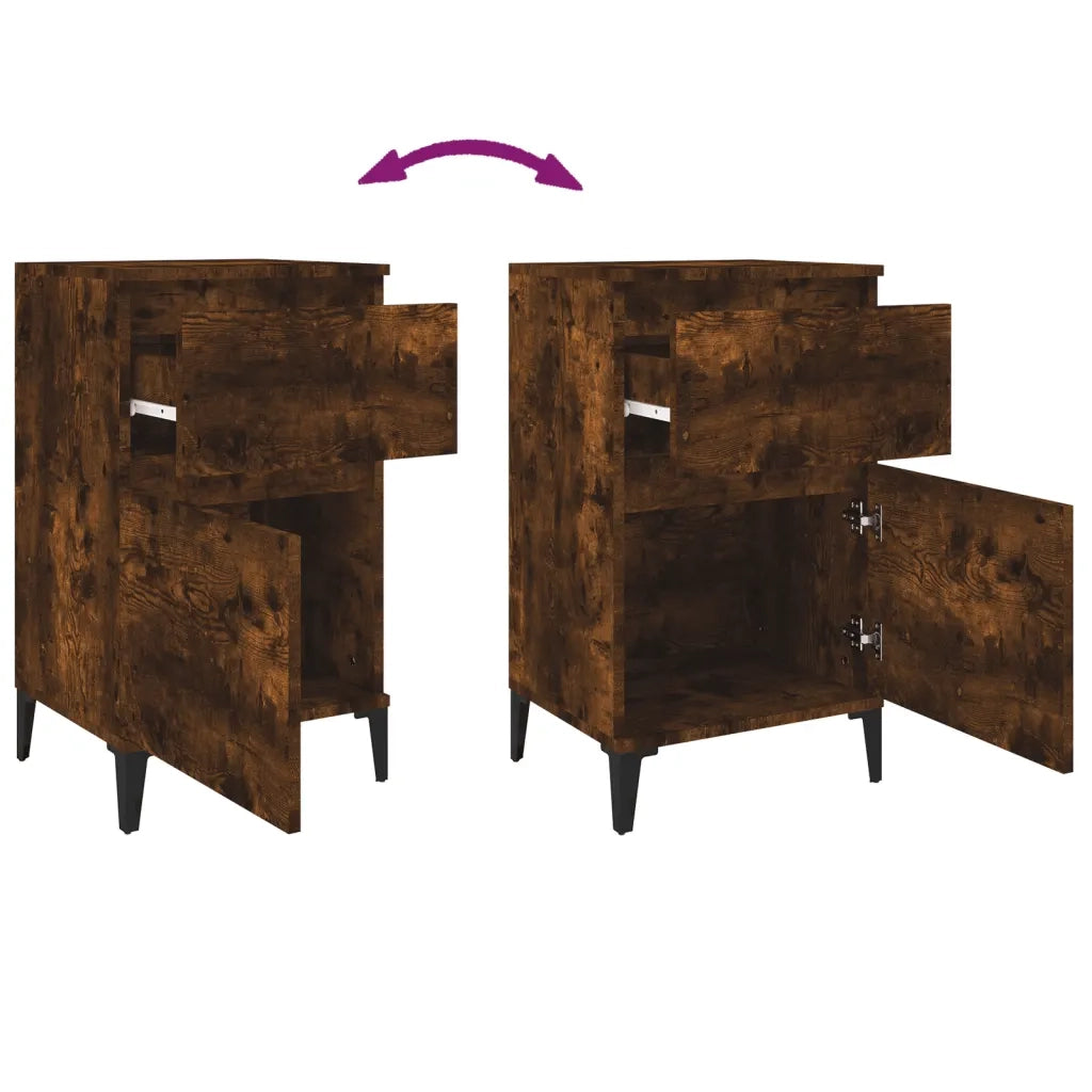 Set di 2 Comodini | Armadio da Notte | Mobiletto da notte Rovere Fumo 40x35x70 cm