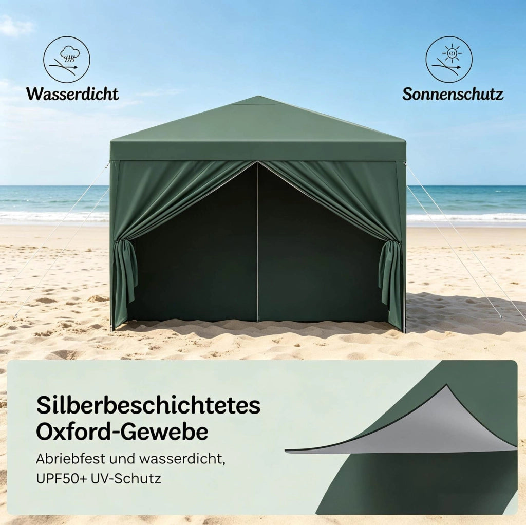 Gazebo pieghevole 3x3 m verde con pareti laterali