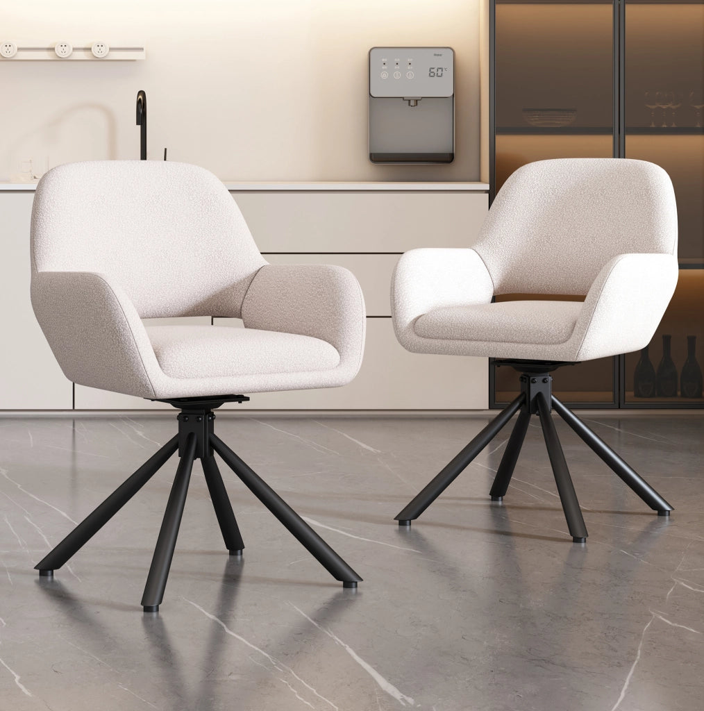 Set di 2 sedie girevoli in Sherpa con braccioli; bianco