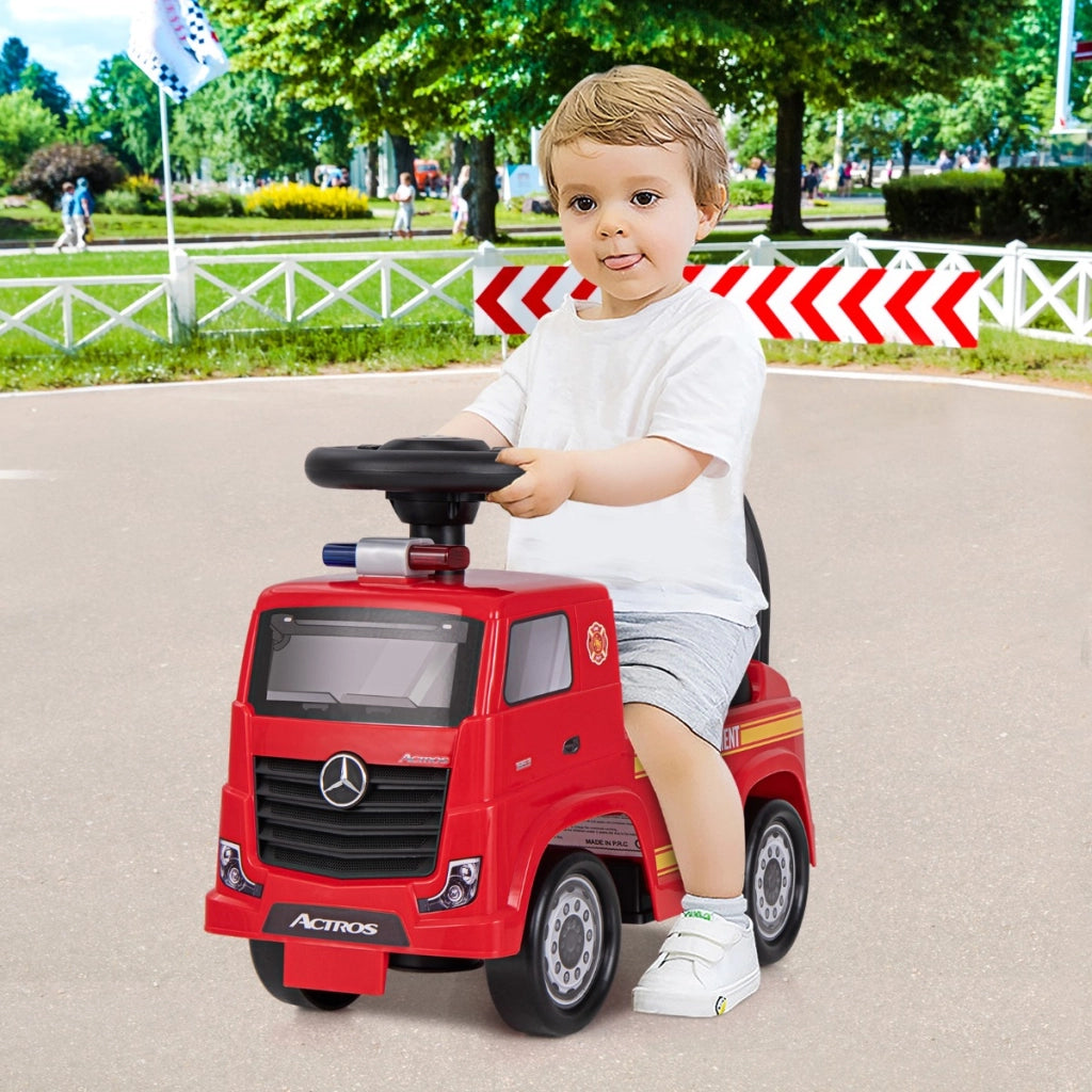 Camioncino a pedali per bambini 2 anni + con musica e clacson, Giocattolo seduto e scivolato con volante Rosso-Macchinine giocattoli