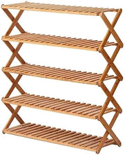 scarpiera Scarpiera per la casa Shoe Rack Scarpiera Pieghevole Scarpiera Multifunzionale Scatola per Scarpe in bambù Naturale Antipolvere (Dimensioni : 5Tier)