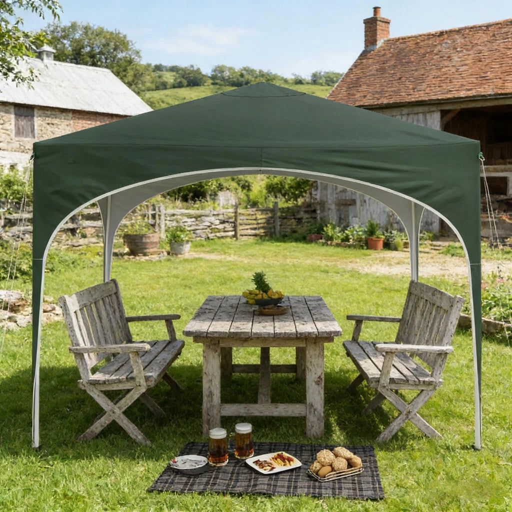 Gazebo Da Giardino Verde 3 X 3 M Metallo Tessuto Oxford Altezza Regolabile Impermeabile