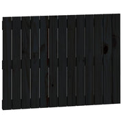 Testiera | Testata da Parete Nera 82,5x3x60 cm in Legno Massello di Pino
