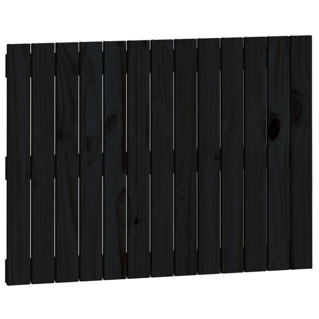 Testiera | Testata da Parete Nera 82,5x3x60 cm in Legno Massello di Pino