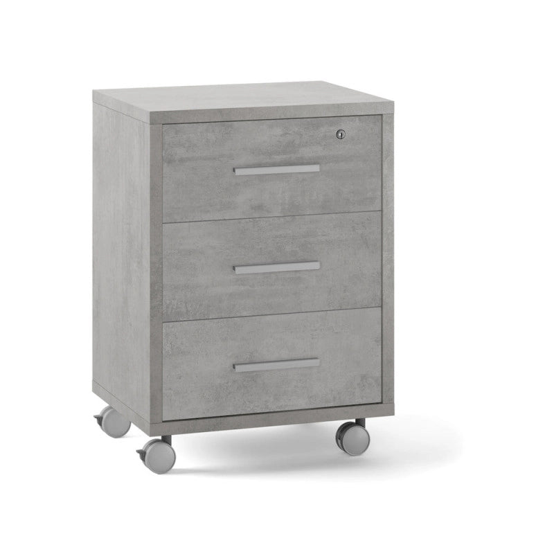 Mobile 3 Cassetti Su Ruote Cemento cm 51x41x71h - Sarmog
