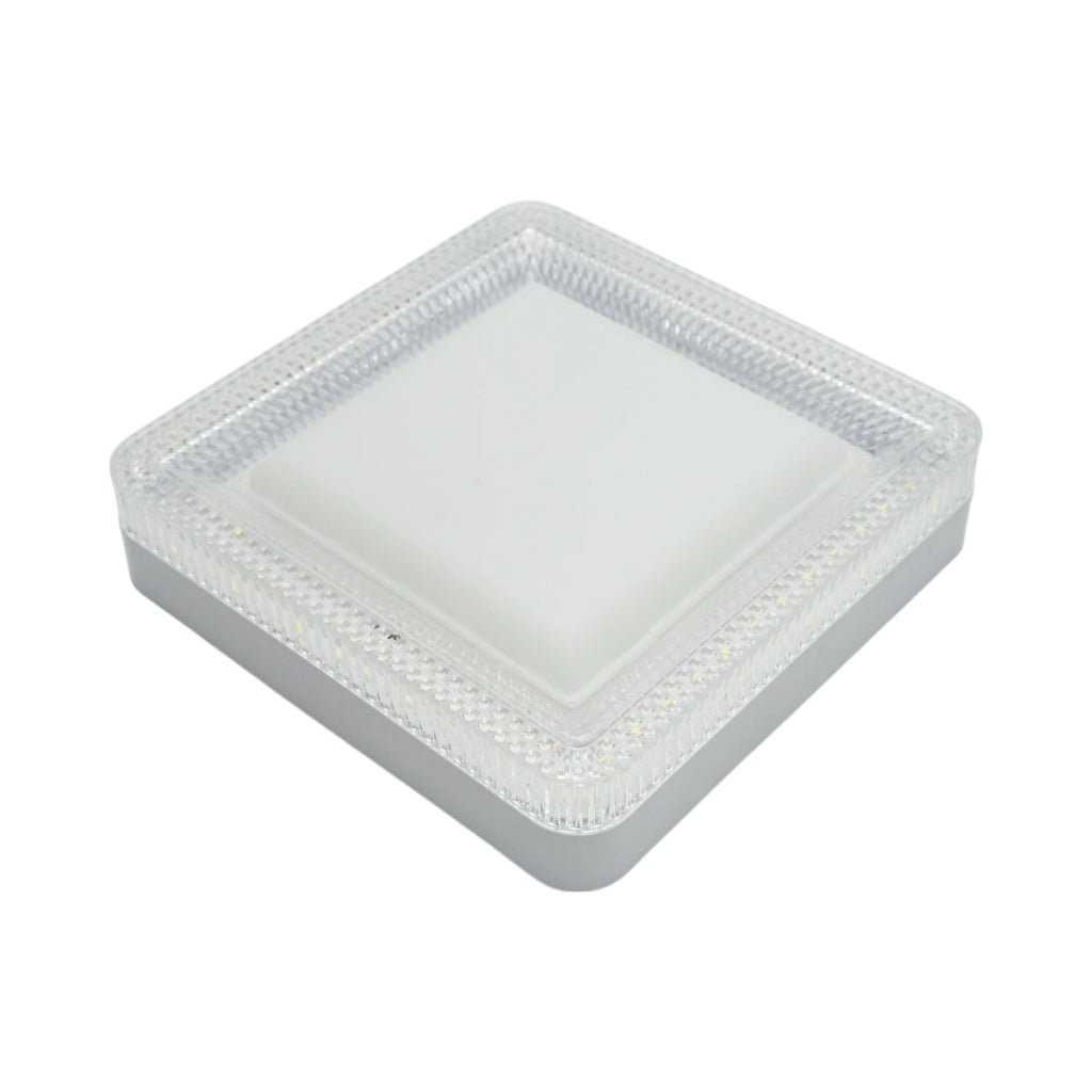 Plafoniera LED 24W, 220V, luce fredda 6500K, corpo quadrato 180x180x40mm, IP20.
