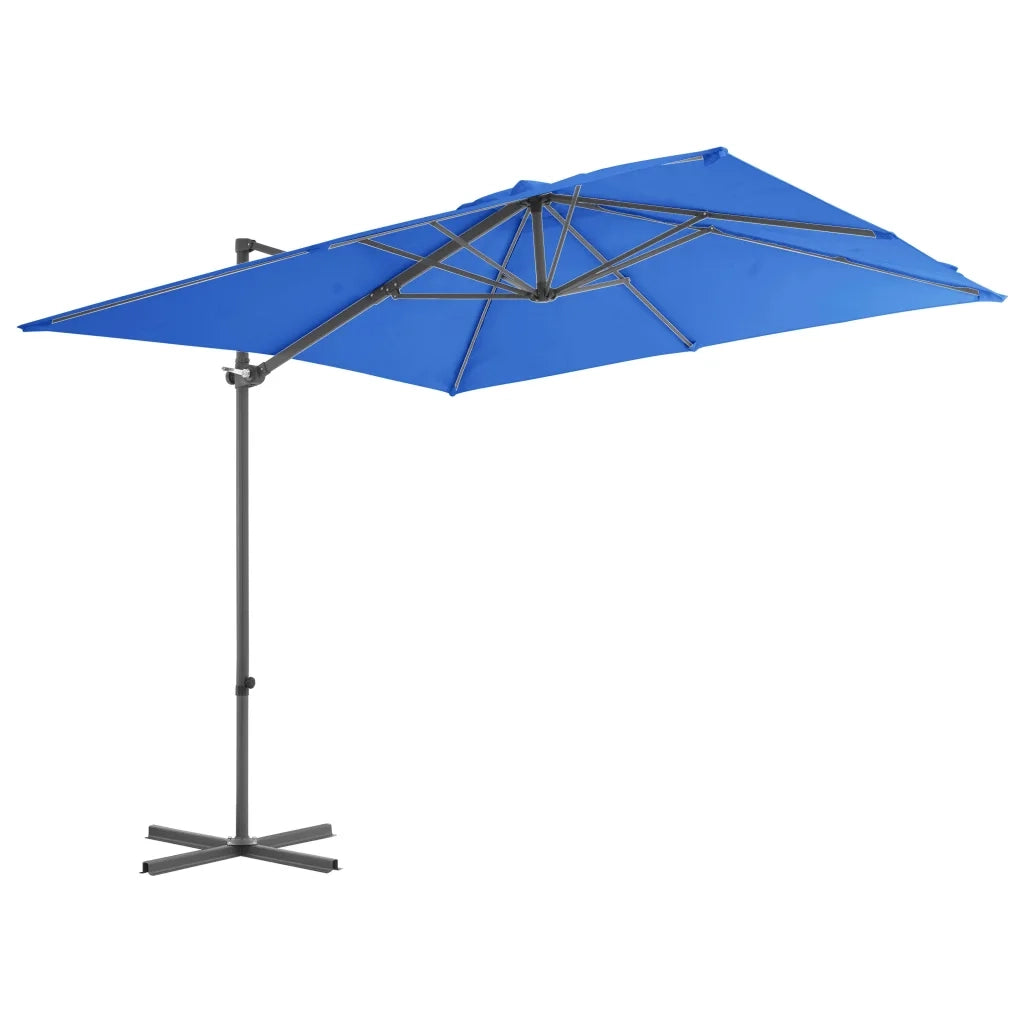 Ombrellone a Sbalzo con Palo in Acciaio 250x250 cm Azzurro 46991