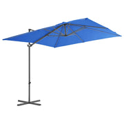 Ombrellone a Sbalzo con Palo in Acciaio 250x250 cm Azzurro 46991