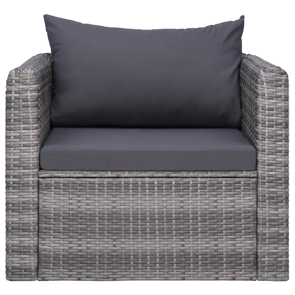 Sedia da Giardino | Sedie da Esterno con Cuscini in Polyrattan Grigio