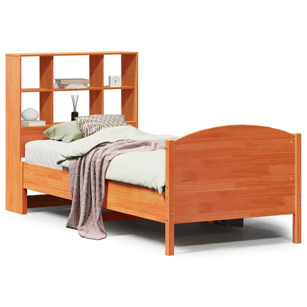 Letto Libreria senza Materasso Marrone Cera 75x190 cm in Pino 3323130