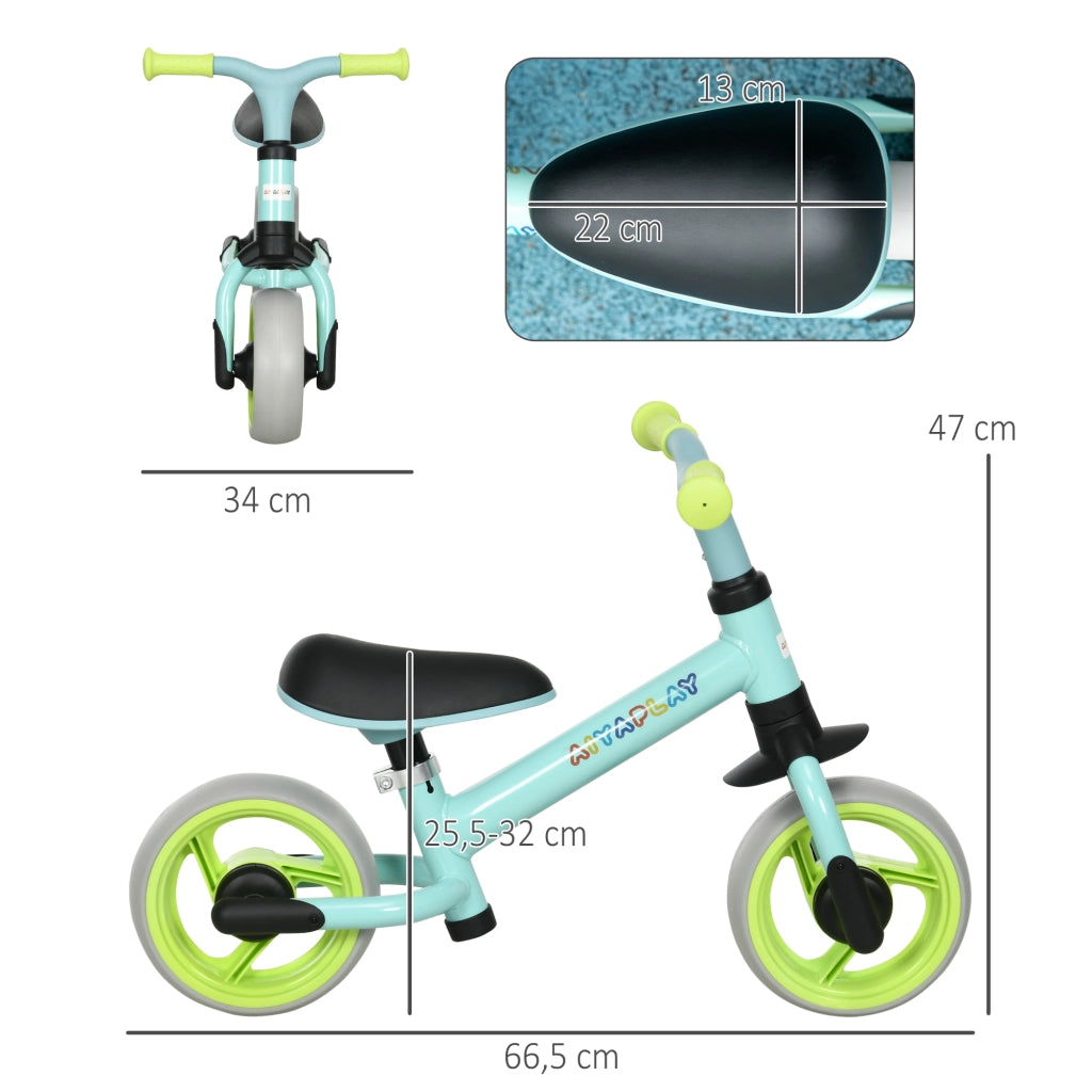 Bicicletta di Equilibrio per Bambini 18-48 Mesi ¨C zephmum ¨C Verde e Turchese 66.5x34x47 cm