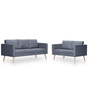 Set Divani a 2 e a 3 Posti in Tessuto Grigio Scuro  cod mxl 8546
