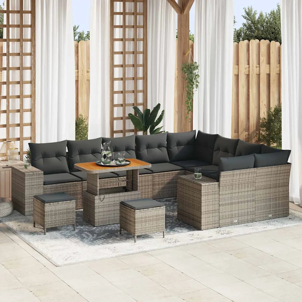 Set Divano da Giardino con cuscino 12 pcs Grigio polyrattan 3362048