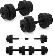 Set di 2 Manubri Regolabili 30 Kg, Bilanciere da Palestra con Barra di Collegamento e Copertura Protettiva in Gomma, Attrezzature per Allenamento a Casa