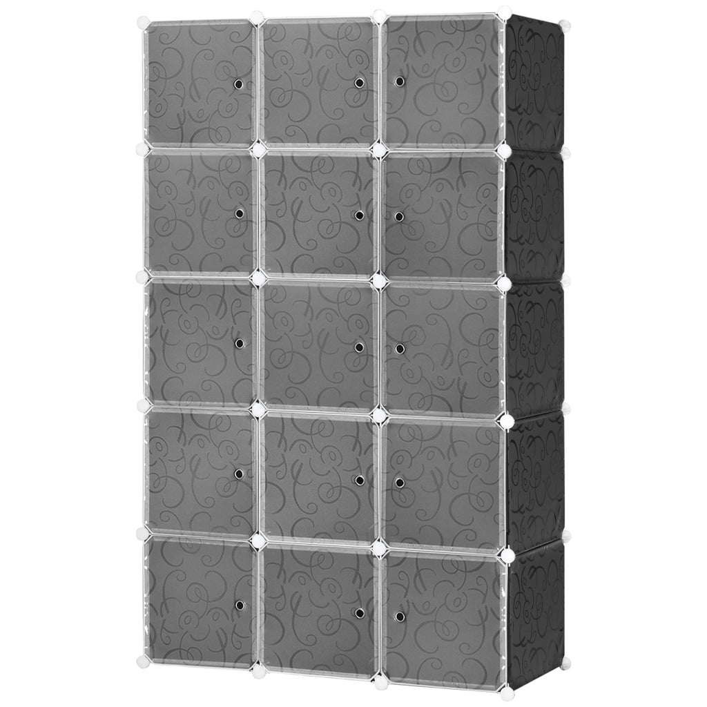 Armadio W¨¹rfeldesign con cassetti e ante ¨C zephmum ¨C Nero e Bianco 111x47x183 cm
