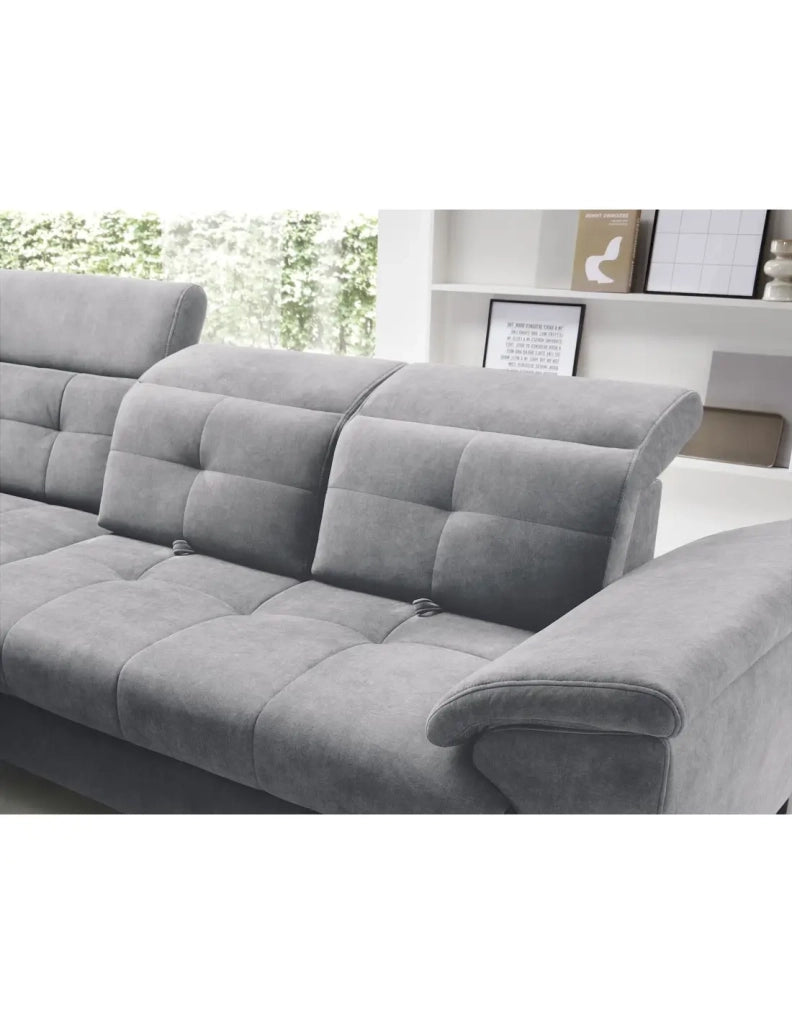 Divano ad angolo Grigio 5 posti angolo sinistro seduta alta 48cm INFERNO