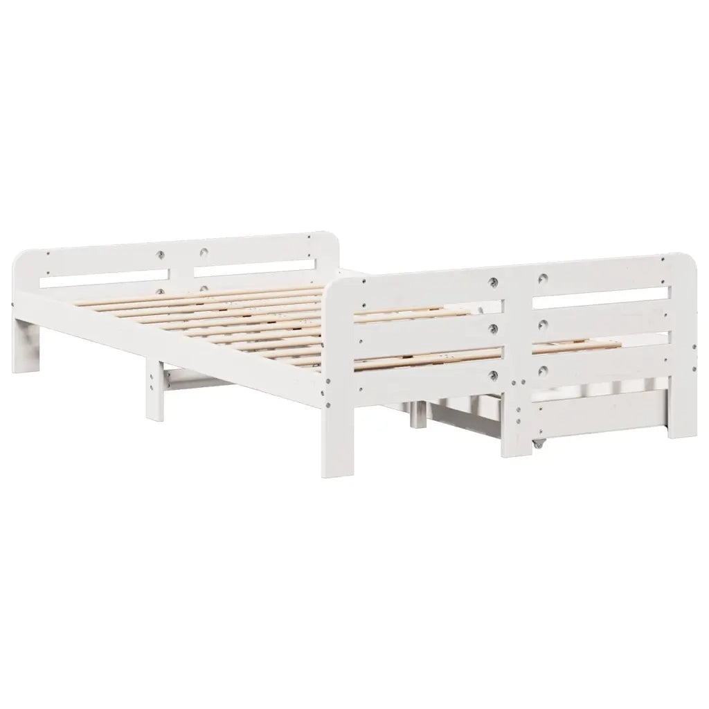 Letto senza Materasso Bianco 135x190 cm Legno Massello di Pino