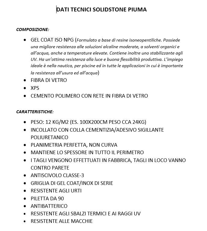 Piatto Doccia SOLIDSTONE PIUMA Alto 2,8cm - Bianco - Misura: 80x180 x 2,8h 