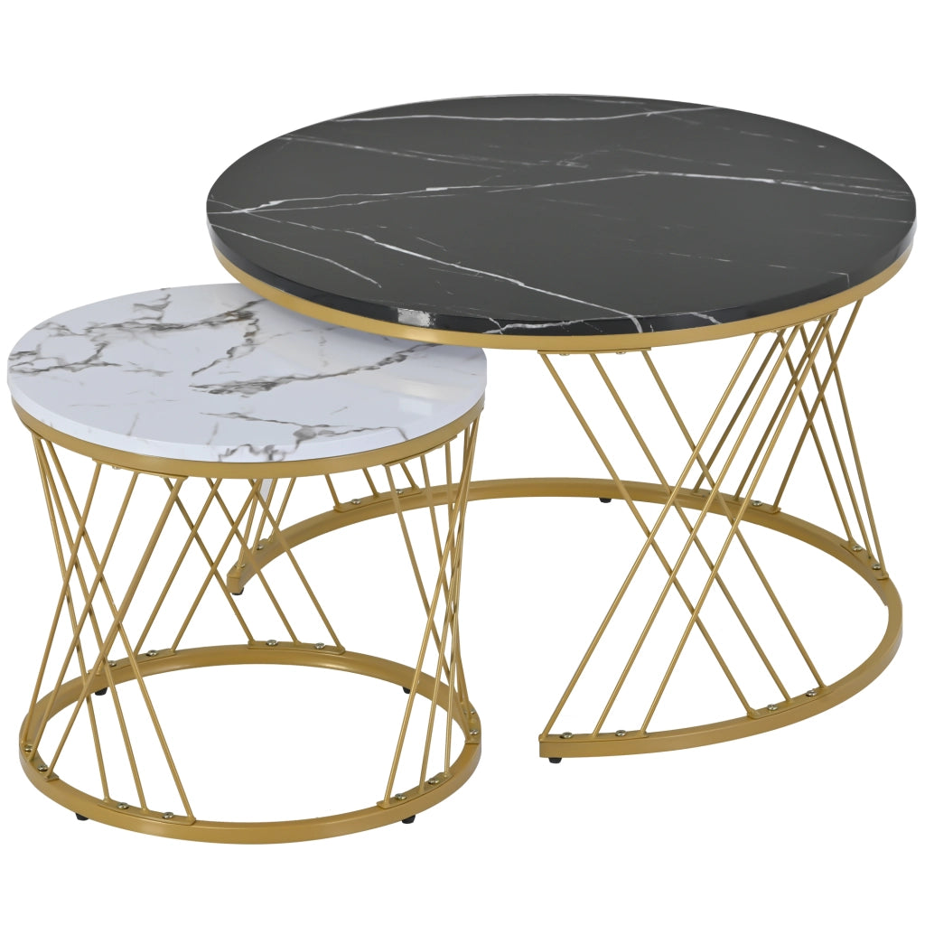 TAVOLINO DA CAFFÈ NESTING Set da 2 pezzi 70x70x45 cm MDF Nero