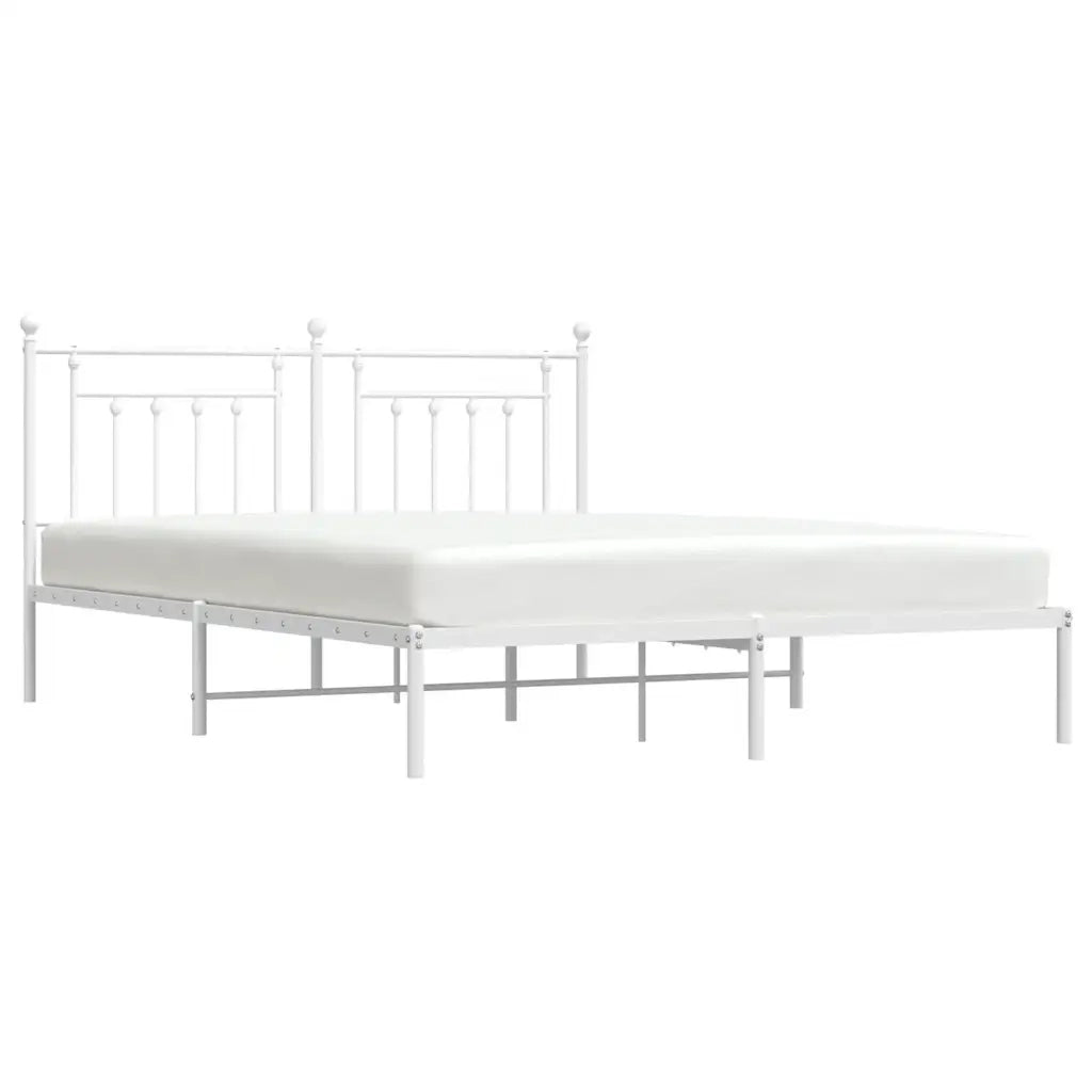 Giroletto con Testiera-Struttura Letto con testiera Metallo Bianco 180x200 cm 635037
