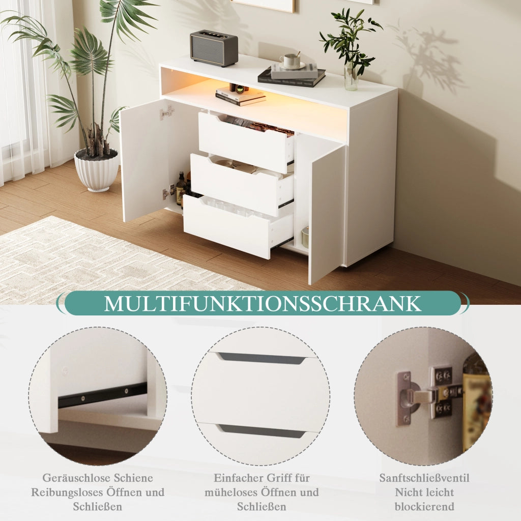 SIDEBOARD con ripiano aperto 120x40x85 cm bianco in legno ingegnerizzato